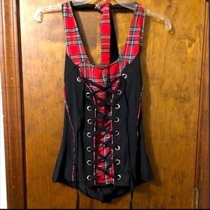 Neck Tying Zipper Closure Corset Top